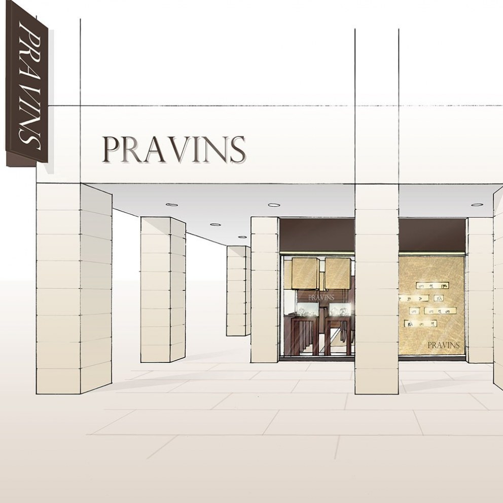 Pravins Jewellery Boutiques | Shopfront & Signage Sketch Visual | Interior Designers